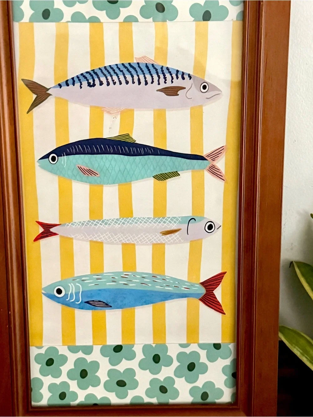 Colorful Fish Sardine Bright Floral Mediterranean Ocean Beach Canvas Print Frame